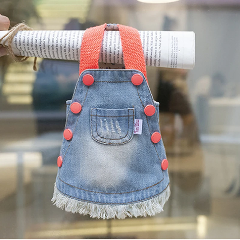 Pets Products Fashion Dog Clothes Cute Denim Dress For Small Puppy