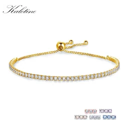 KALETINE Charms Bracelets For Women 925 Sterling Silver Blue Pink White CZ Tennis Beads Link Rose Gold Luxury Mens Jewelry 18