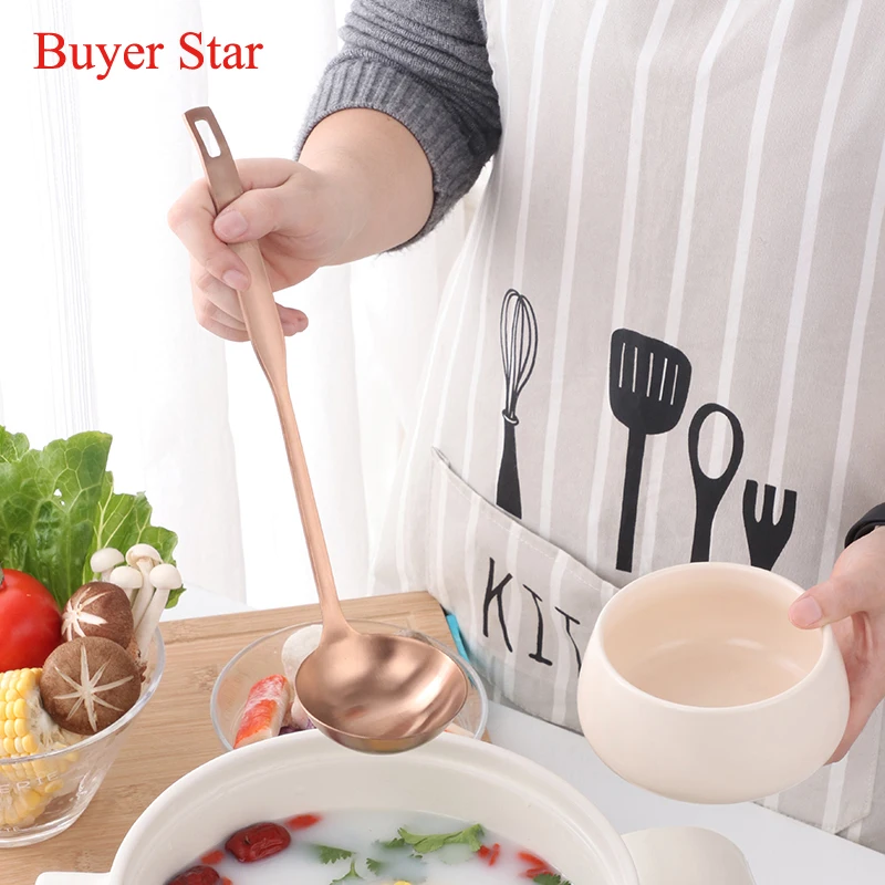 2Pcs/Set Stainless Steel Cooking Tool  Long Handle Soup scoop Skimmer Copper for Hot Pot Home Kitchen Accessories