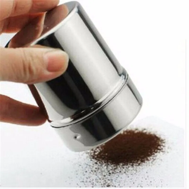 Stainless Steel Chocolate Shaker Cocoa Flour Coffee Sifter 8/16Pcs Cappuccino Coffee Template Strew Pad Duster Spray Tools