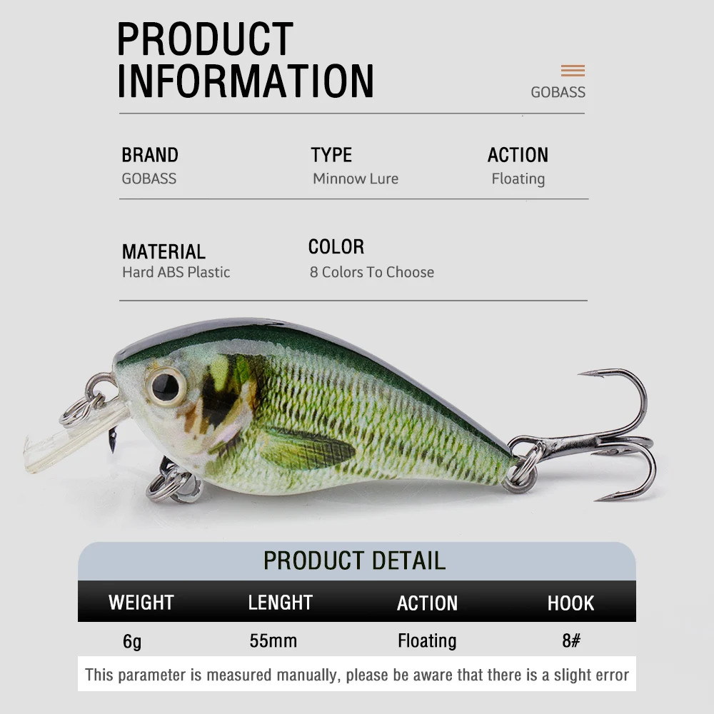 GOBASS Crankbait Lures Fishing Tackle New 2021 Rattling Baits Crank Wobblers For Pike Fishing Lure Hard Bait Artificial 55mm 6g