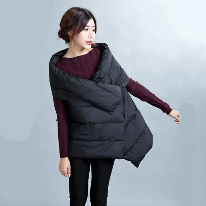 

90% White Duck Down Jacket Women's Solid Coat Office Black Jacket Thick New Tank Top Down Coat