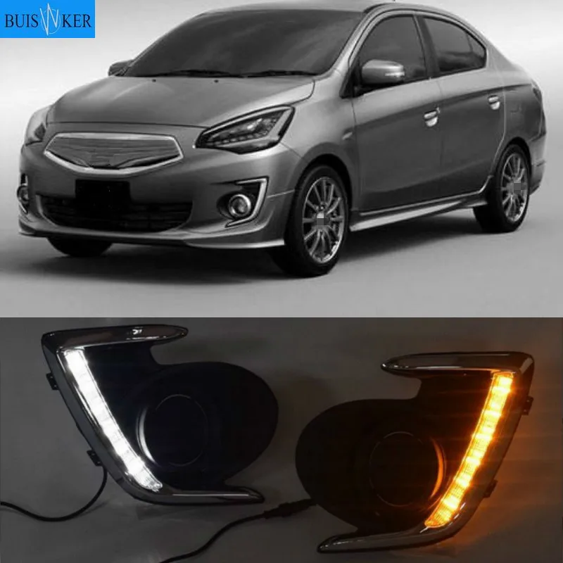 DRL For Mitsubishi Attrage Mirage G4 2012 2013 2014 2015 2016 2017 LED Daytime Running Light Fog Lamp with Turn Signal