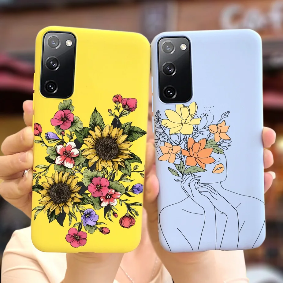 Voor Samsung Galaxy S20 Fe Case S20 Lite Fan Editie Zachte Siliconen Cartoon Bloem Cover Telefoon Case Voor Samsung S20 fe S20Fe Tassen