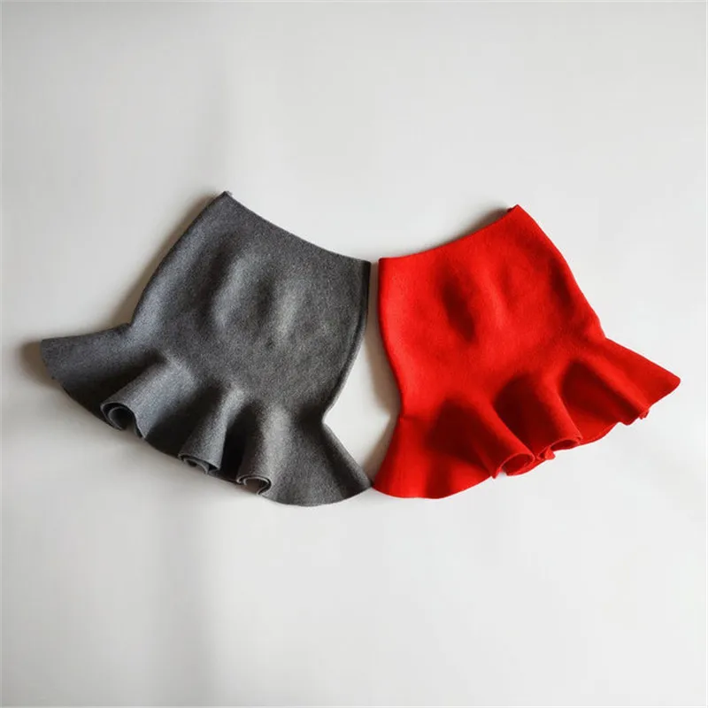 Mermaid School Girls Knit Skirt Bottoming Children's Clothing girls Pleated Skirts New Red Kids Teen Girl Bud Skirt 1-10T