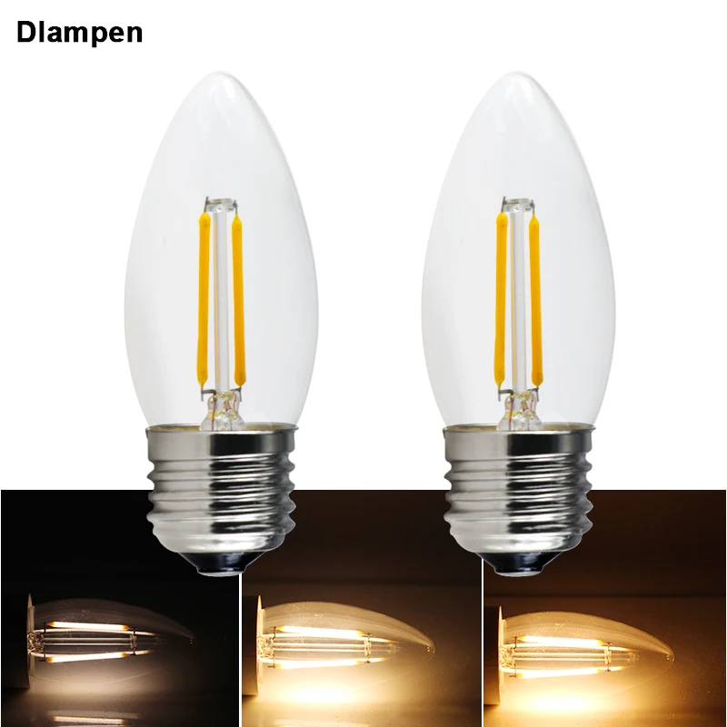 

Ampoule E27 Led Filament Light 2W 220v Dimmer Candle E26 COB For Home Energy Saving Lamp Dimmable Spotlight Edison Lighting