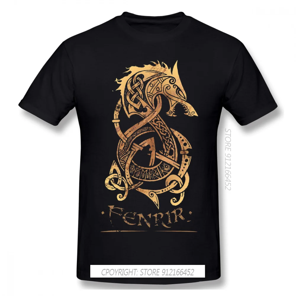 Men Anime Wolf Romantic Horror Film T-Shirt Fenrir The Nordic Monster Wolf 100% Cotton Tees Harajuku TShirt