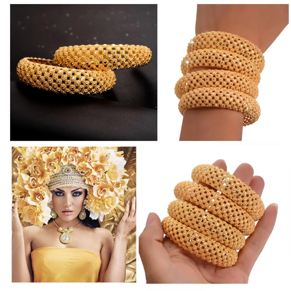 Dubai Gold Color Wedding  Bangles for Women Bride Bracelets Ethiopian/france/African Jewelry Bracelets gifts