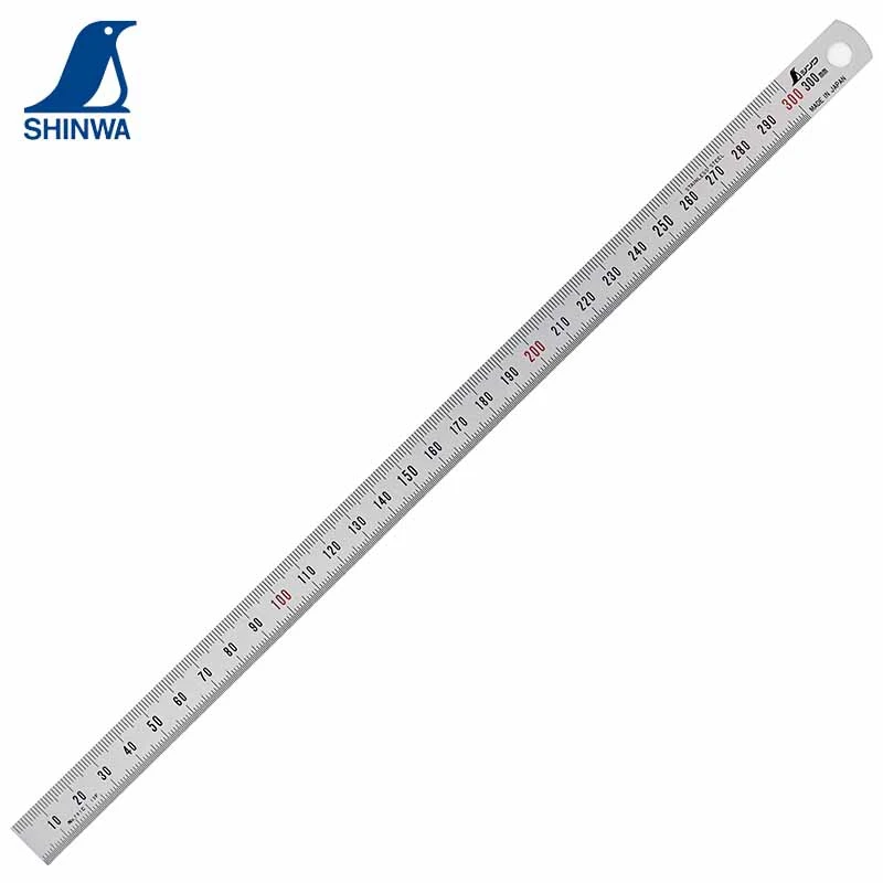 SHINWA Penguin Flexible Stainless Steel Rule Hard Chrome Finish 30cm Narrow Style Ruler 13250