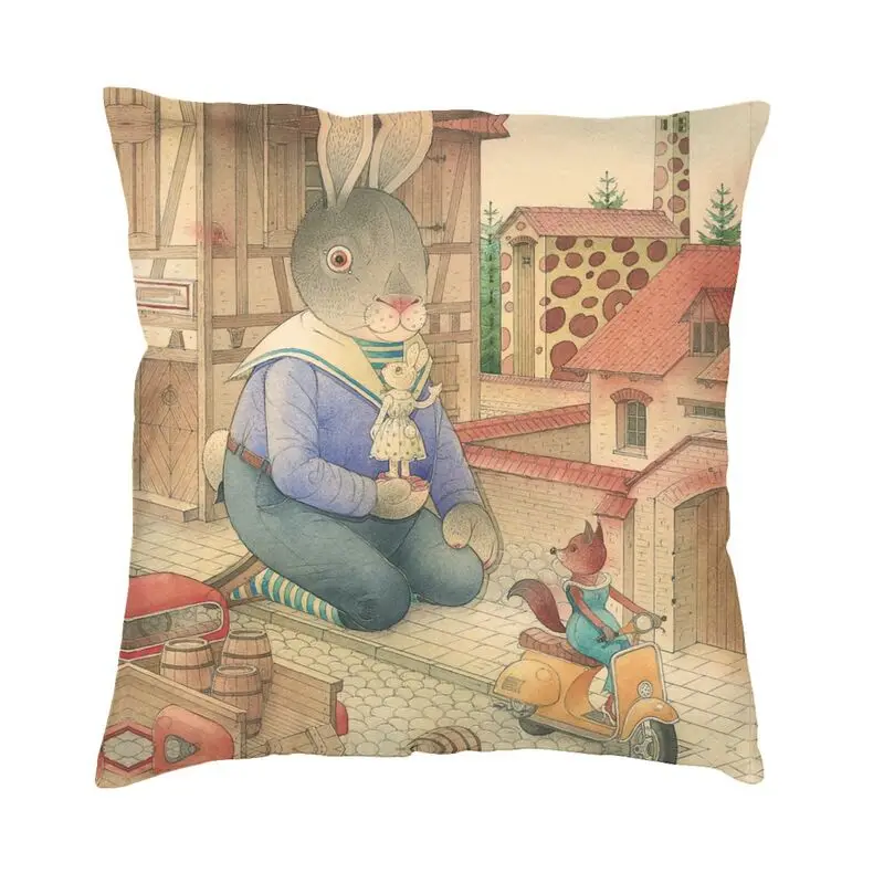 Rabbit Marcus The Great Fairy Tale Animal Cushion Covers Children's Literature Cartoon Pillow Case Square Pillowcase Home Decor