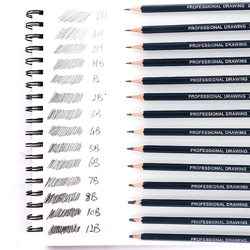 14pcs/Box Kasimir Drawing Pencil Set Art Sketch Thick Lead HB 2H 4H 6H B 2B 3B 4B 5B 6B 7B 8B 9B 10B 12B Pencils for School