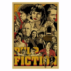 Classic Movie Pulp Fiction Vintage Poster Painting Kraft Paper Wall Art Room Decor Stickers Cafe Bar Posters Wall Sticker