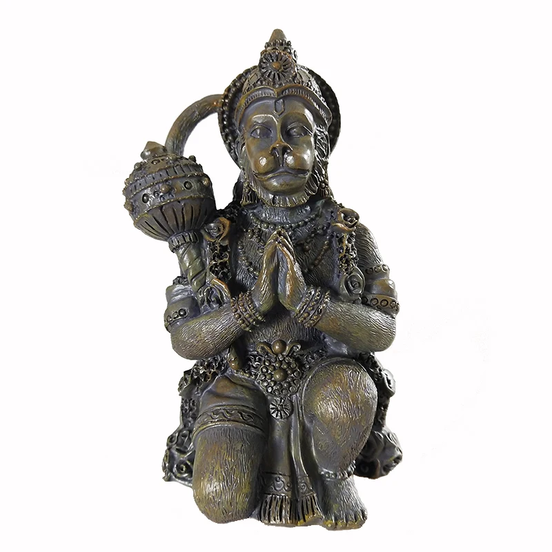 Steinfarbene Hanuman-Statue, Große Hinduistische Affengott-Buddha-Figur aus Kunstharz, Zen-Garten-Dekoration, Glücksbringer-Geschenk – Detail 7