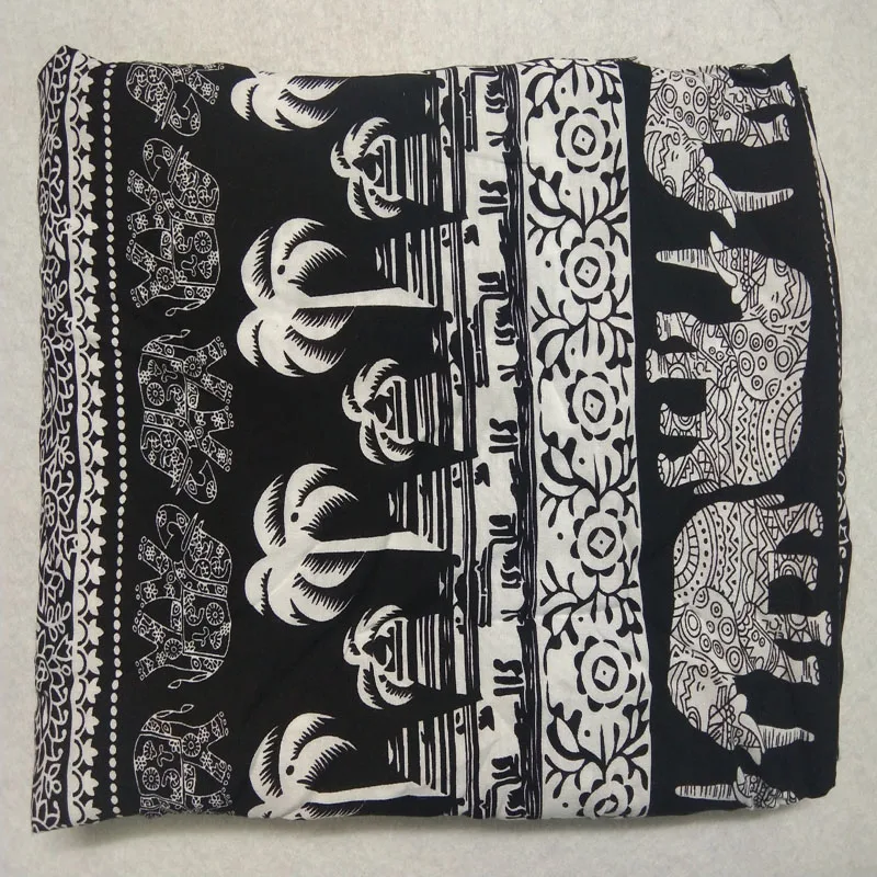 1 Meter Black Mixed White Viscose Elephant Coconut Tree Rayon Fabric Elephant Patchwork Soft Smooth Fabric For Shirt Baby Cloth