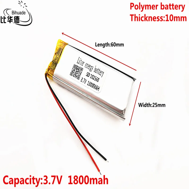 3.7V 1800mAh 102560 litowo-polimerowa bateria litowo-jonowa akumulator do Mp3 MP4 MP5 GPS PSP mobilny bluetooth