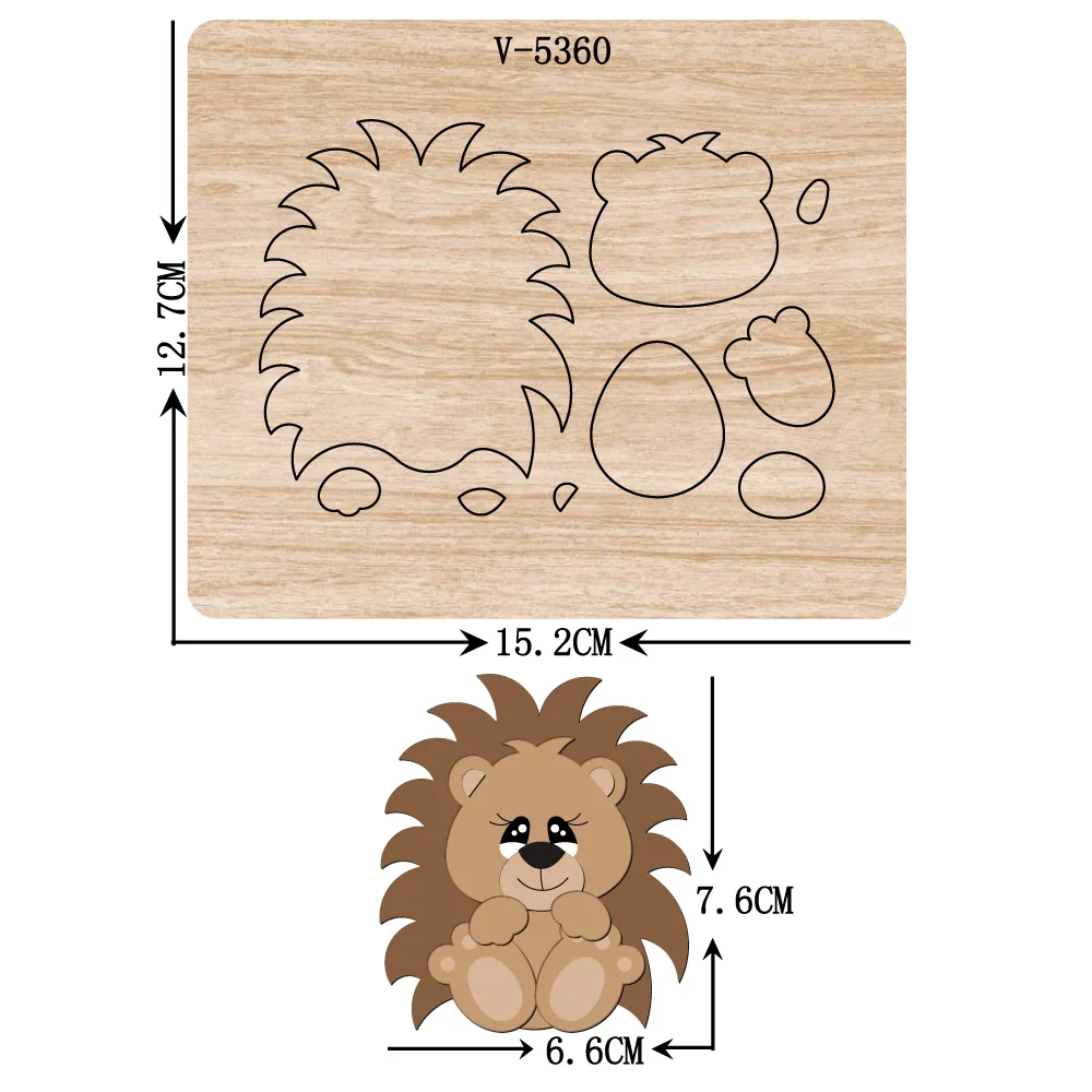 Drewniane wykrojniki Hedgehog do scrapbookingu, wiele rozmiarów, V-5360, nowe