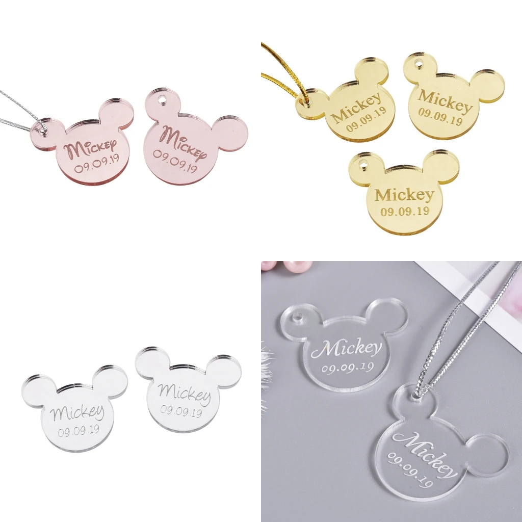 20/50/100Pcs Personalisierte Tag Gravierte Spiegel Acryl Maus Hochzeit Tabelle Partei Name Baby Taufe Dekoration Custome geschenk