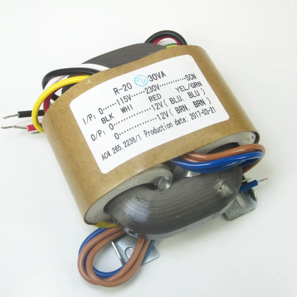 Trasformatore di potenza 115-230V tipo R 30W 12Vx 2R trasformatore Audio per bovini filo di rame