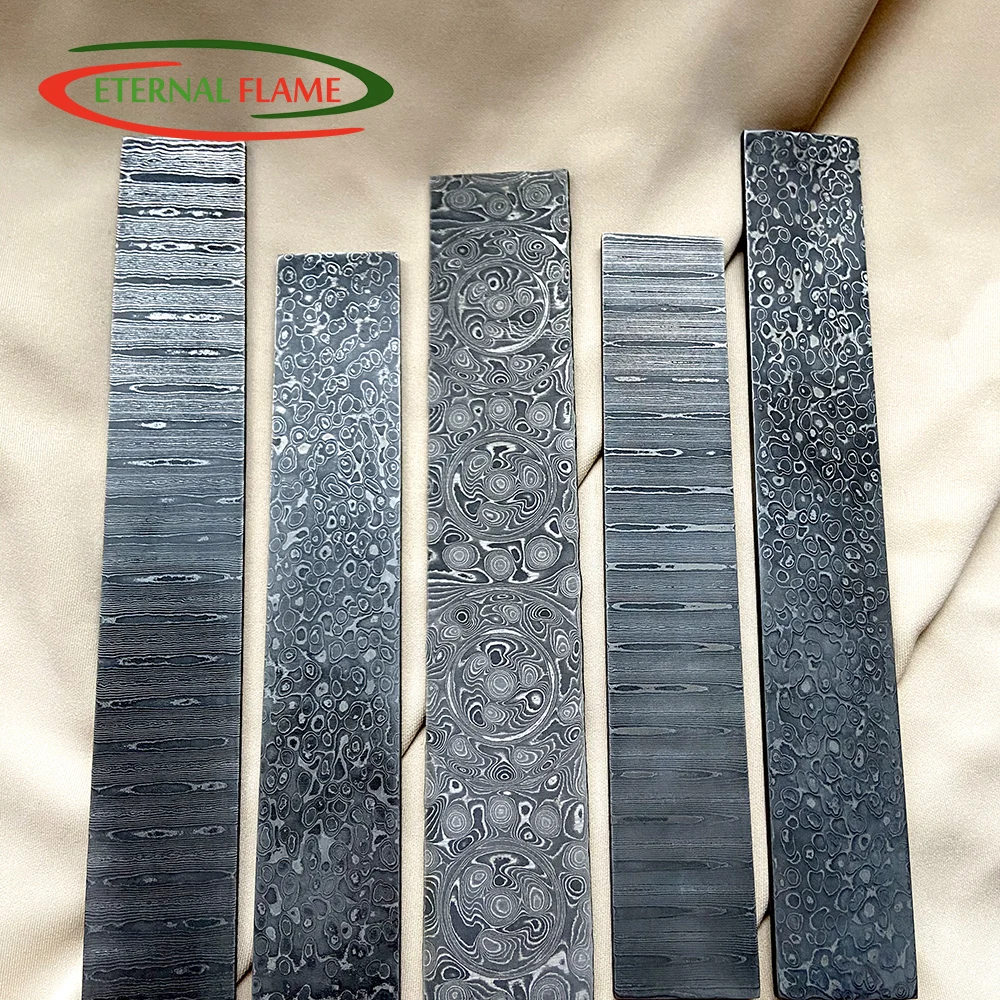 Damascus Steel Billet Sheet Plate Bar Sandwich Steel For Knife Making Diy Knife Blade Blank Material Has Been Heat Treatment