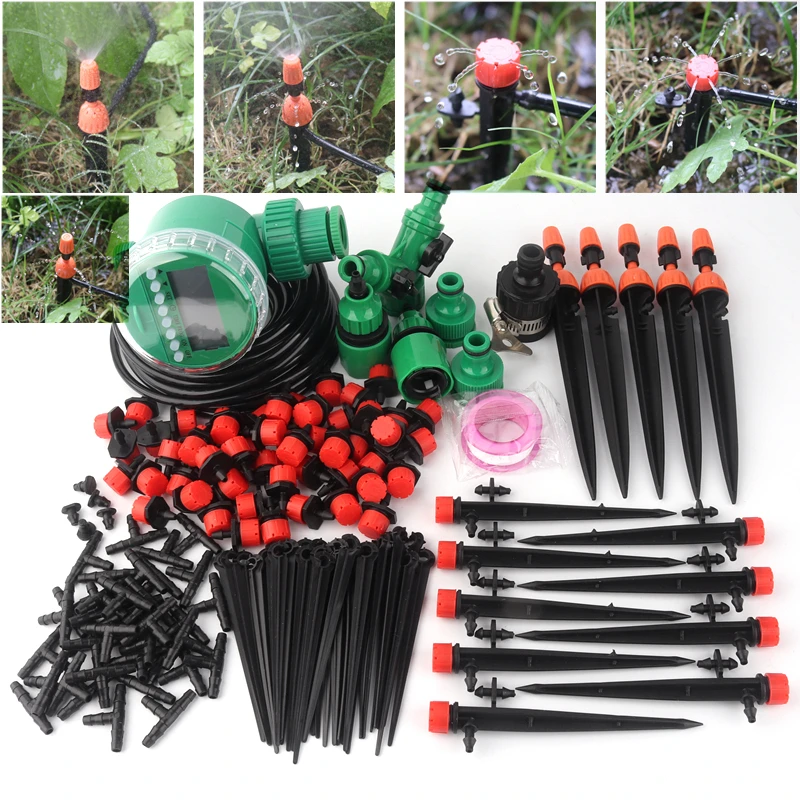 

40m Automatic Garden Watering System Drip Irrigation Kit Garden Watering Kits Adjustable Dripper Atomizing Nozzle Control Timer