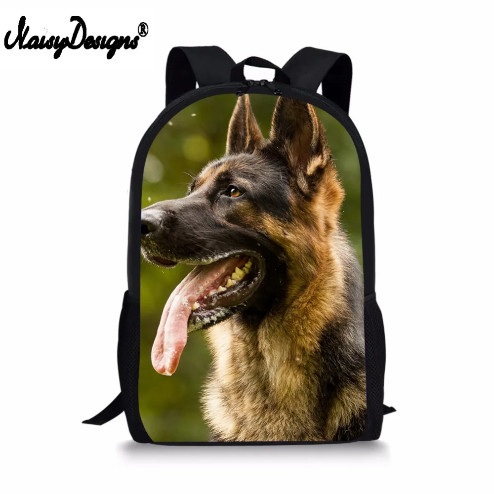 Noisydesigns animal pastor alemão cão impressão feminino chlidren mochila para adolescente estudante saco de escola menino bonito saco dropshipping