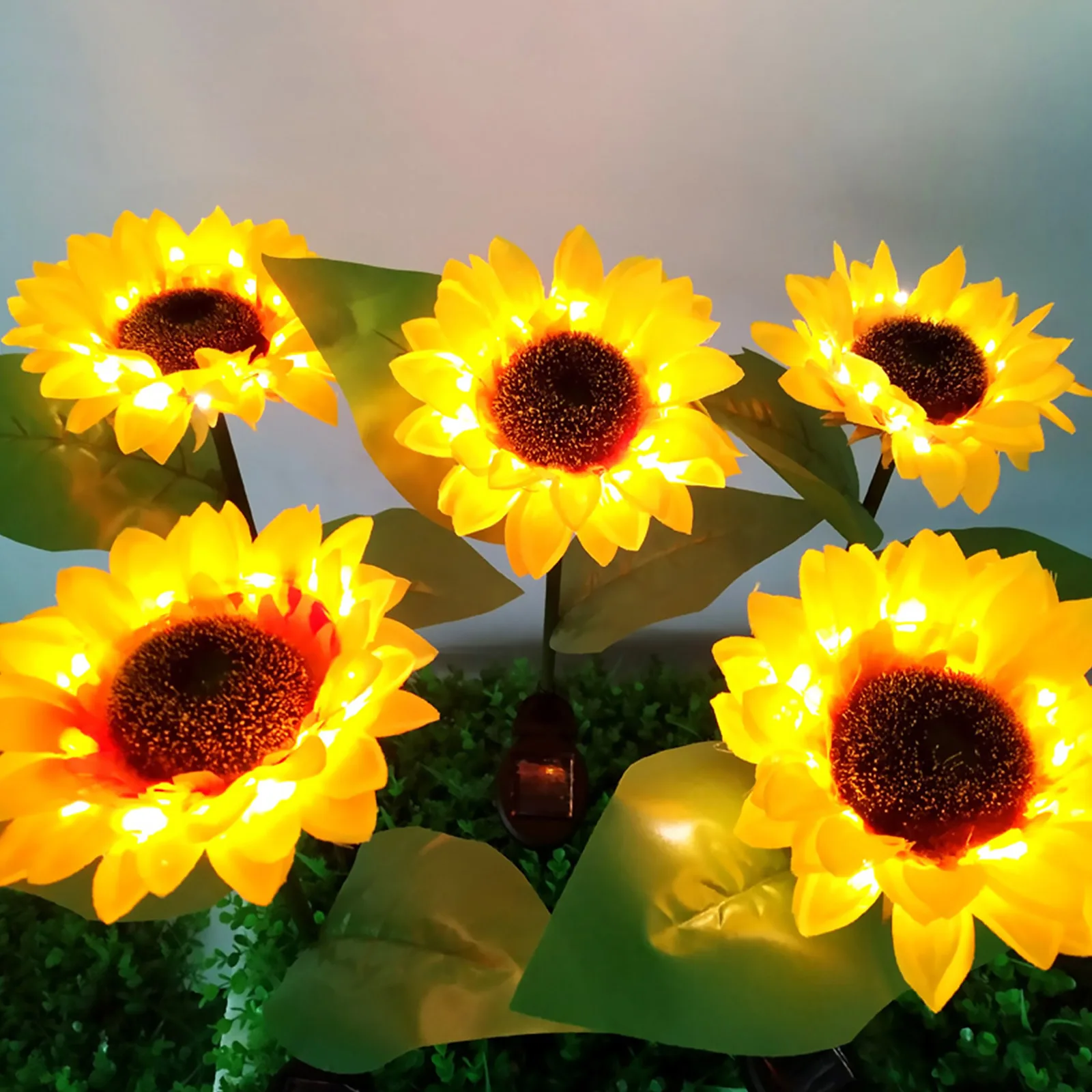 Fake Flowers Solar Sunflower Lights Lawn Lamps Energy Saving Landscape Lights Waterproof Decoration For Garden Yard Path 2 Pcs