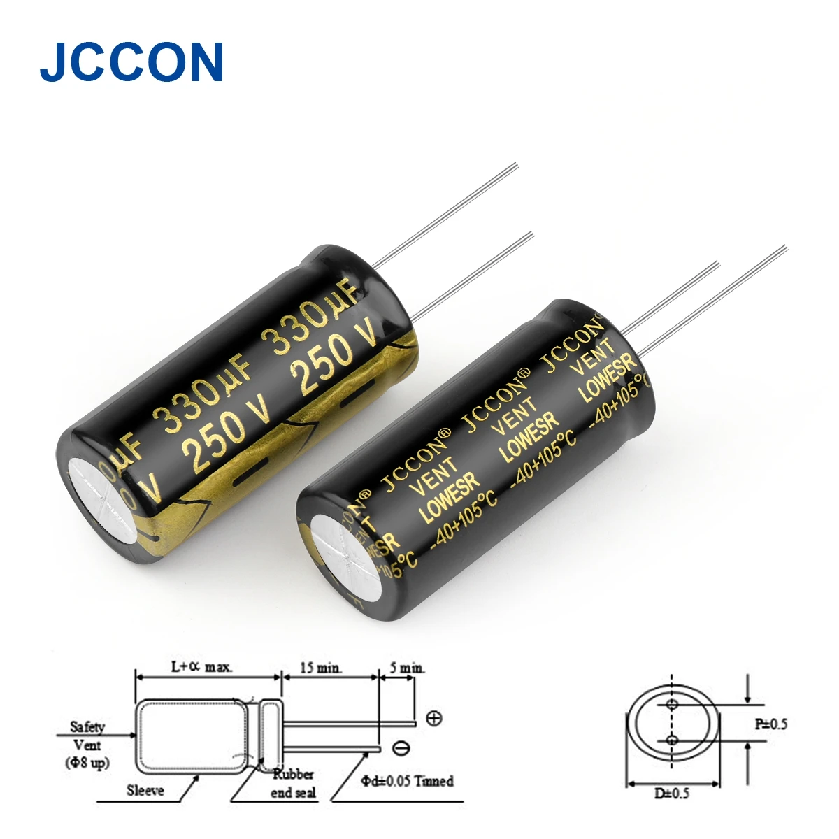 10Pcs JCCON Aluminum Electrolytic Capacitor 250V330UF 18x35 High Frequency Low ESR Low Resistance Capacitors Capacity