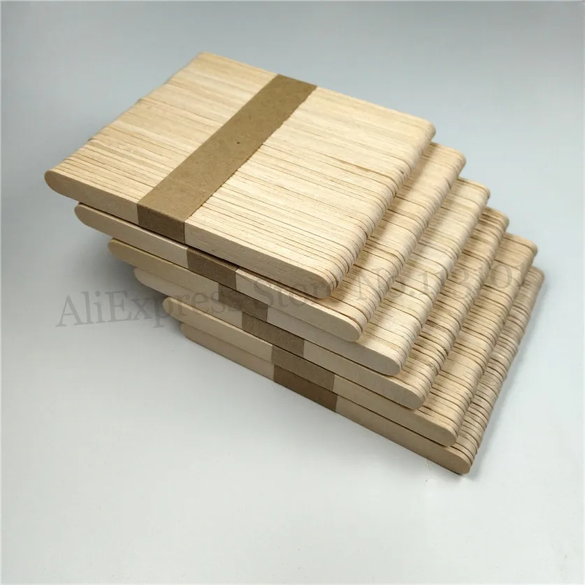 300 Pieces Popsicle Sticks Ice Cream Sticks Birch Wood Ice-lolly Craft DIY Stick Length 114mm 6 Lots (50pcs/lot)