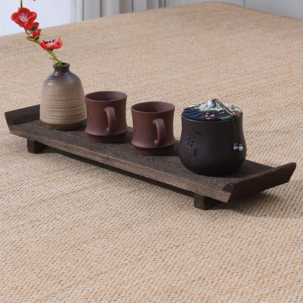 Retro Style Solid Wood Tea Set Tray Home Office Hotel Tea Table Storage Tray Teacup Teapot Display Stand