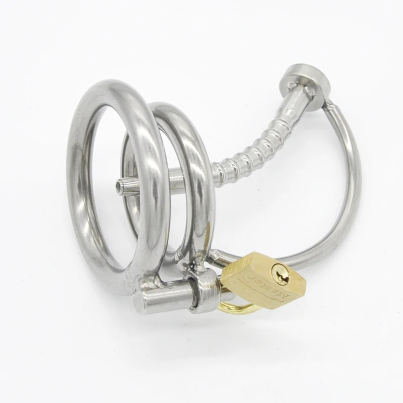 Chaste Bird Stainless Steel Male Chastity Device with Catheter,Cock Cage,Virginity Lock,Penis Ring Adult Game,Cock Ring A082