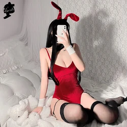 Sexy Lingerie Bunny Girl Cosplay Costumes Women Sweet Rabbit Bodysuit Rabbit Ears Bunny Tail Roleplay Party Club Wear Erotic Set