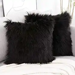 Fundas de almohada decorativas de felpa, funda de almohada de 18x18 pulgadas, negro, blanco, rojo, verde, púrpura, gris, 45x45cm, funda de cojín para sofá