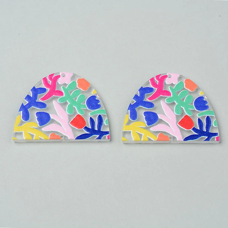 6PCS/lot Impressionism Painting Jewelry Accessories Hand Made Earrings Connectors DIY Pendant Jewelry Findings Components Charms