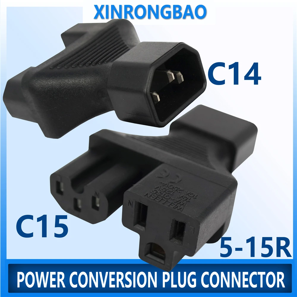 IEC 320 C14 male to Nema 5-15R+C15 Power adapter C14 to US femlae & C15 Y split power adapter AC Power conversion plug connector