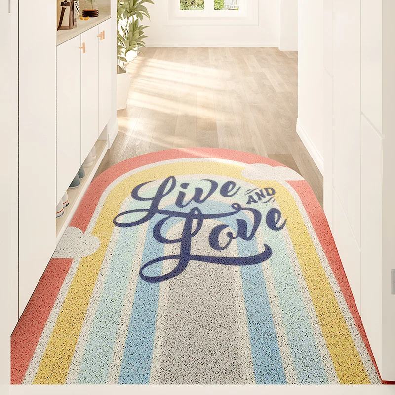 

Rainbow Custom Sand Scraping Door Entrance Welcome Mats Hallway Bath Nonslip Rug Dust Removal Carpet Silk Loop Footpad Doormat