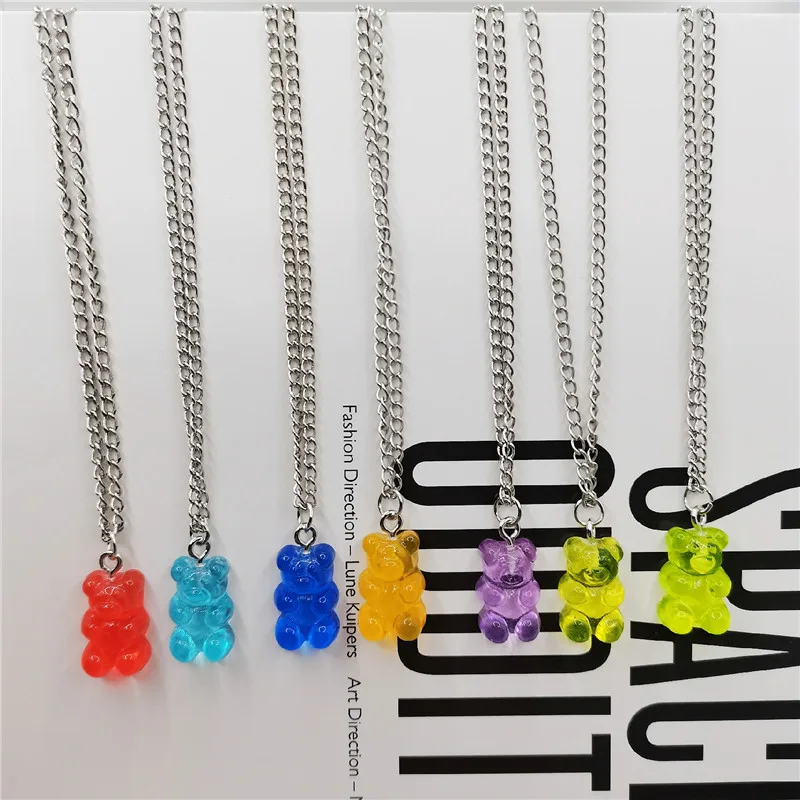 2021 New 6 Color Fashion Violent Bear Mini Pendant Necklace Children'S Birthday Gift Necklace Jewelry Bear Gift