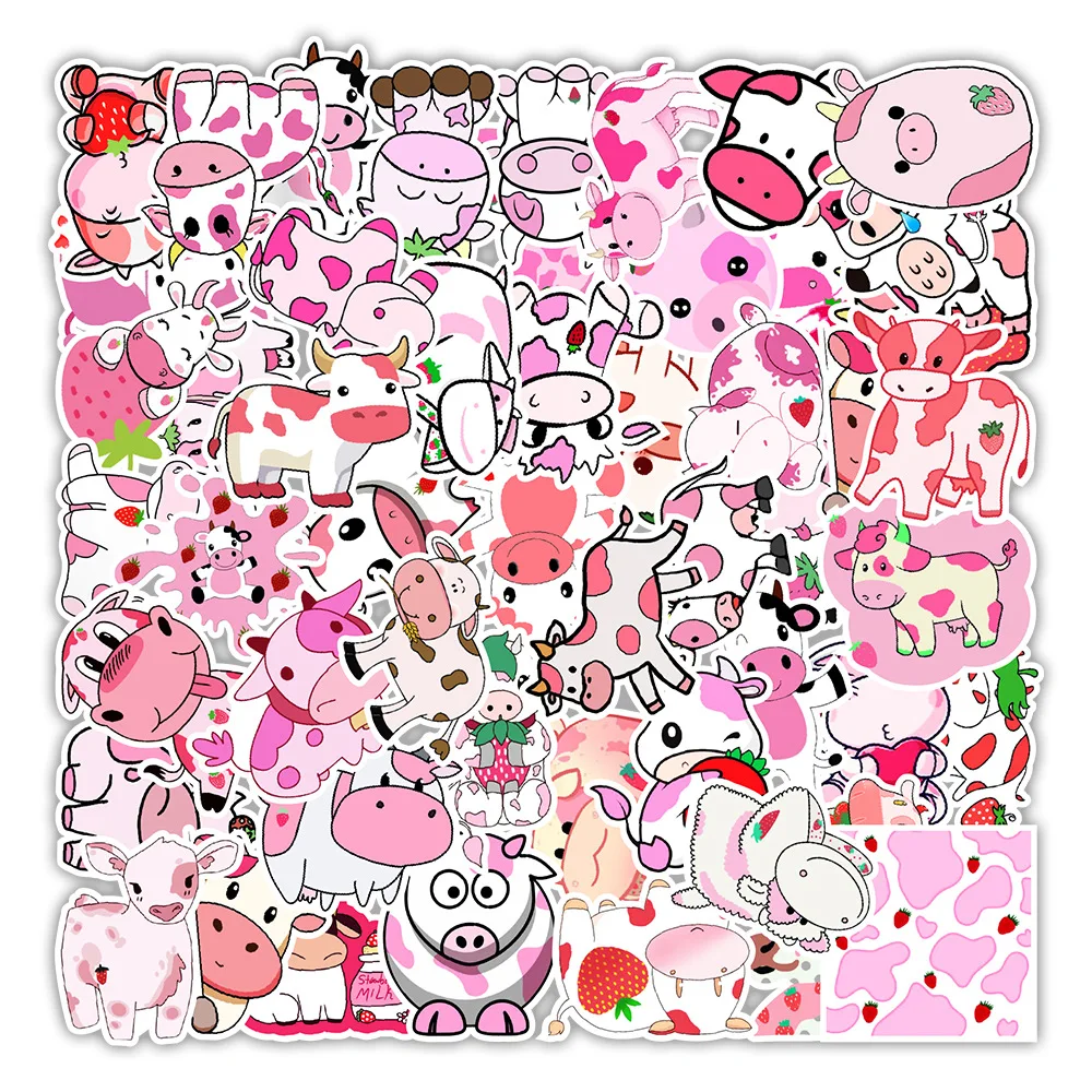 50pcs Milk Cow Stickers For Notebook Laptop Stationery Scrapbook Cute Sticker Aesthetic Scrapbooking Material Craft Supplies