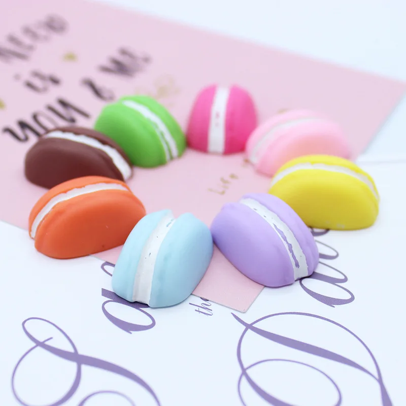 8 Stück Harz süße Macaron Kuchen Flatback Charms Miniatur Verschönerung Applikation DIY Hochzeit Scrapbook Handwerk machen – Detail 1