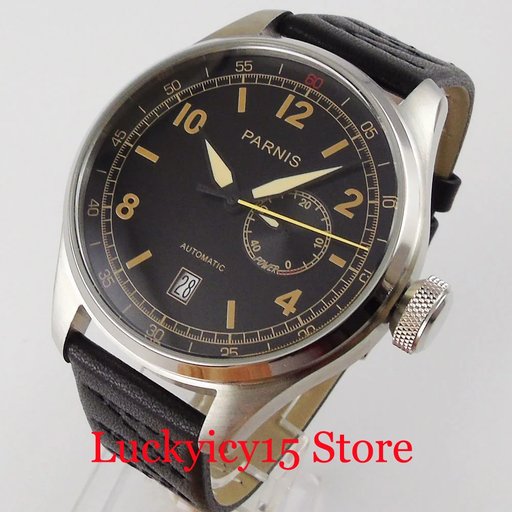 2020 New Arrival Classic Big Automatic 48mm Men Watch Date Window Brushed Case Leather Strap