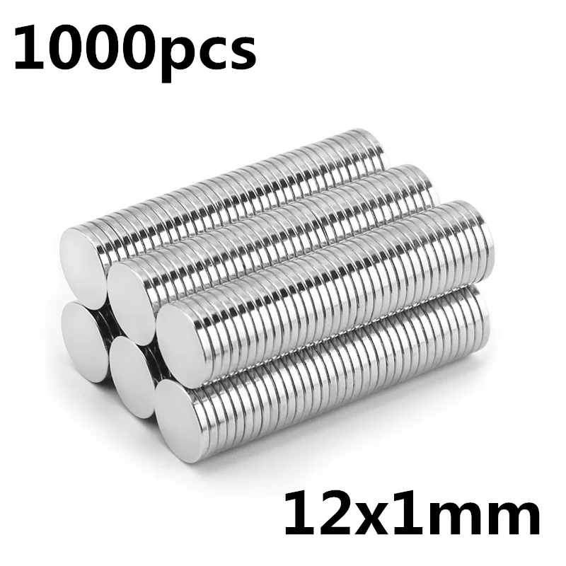 

1000pcs Rare Earth Magnets Diameter 12x1mm Small Round Magnets Fridge Permanent Neodymium Magnets