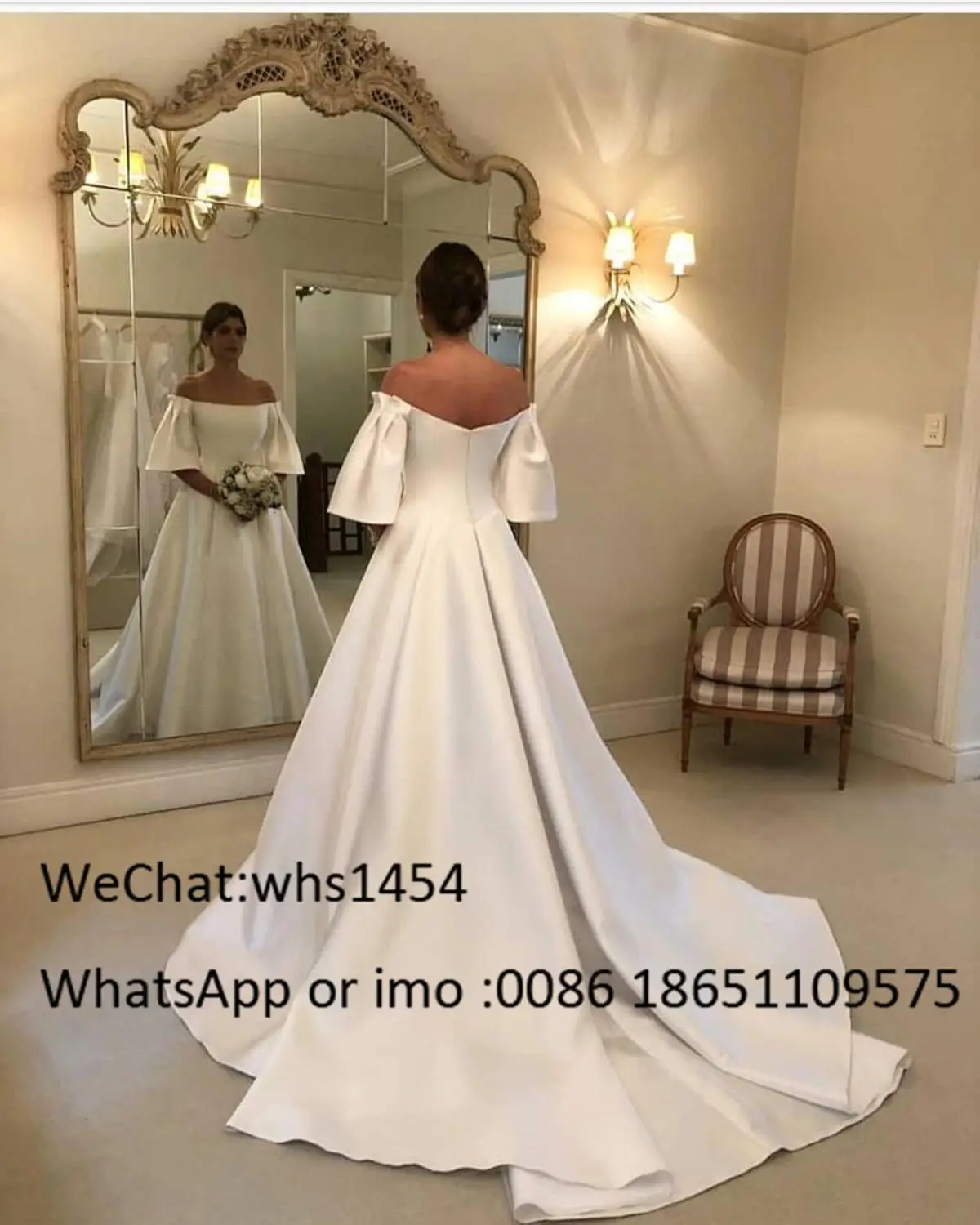 Mcullyd – robe De mariée De luxe en Satin ivoire, longue, Sexy, épaules dénudées, avec demi-manches, 2020