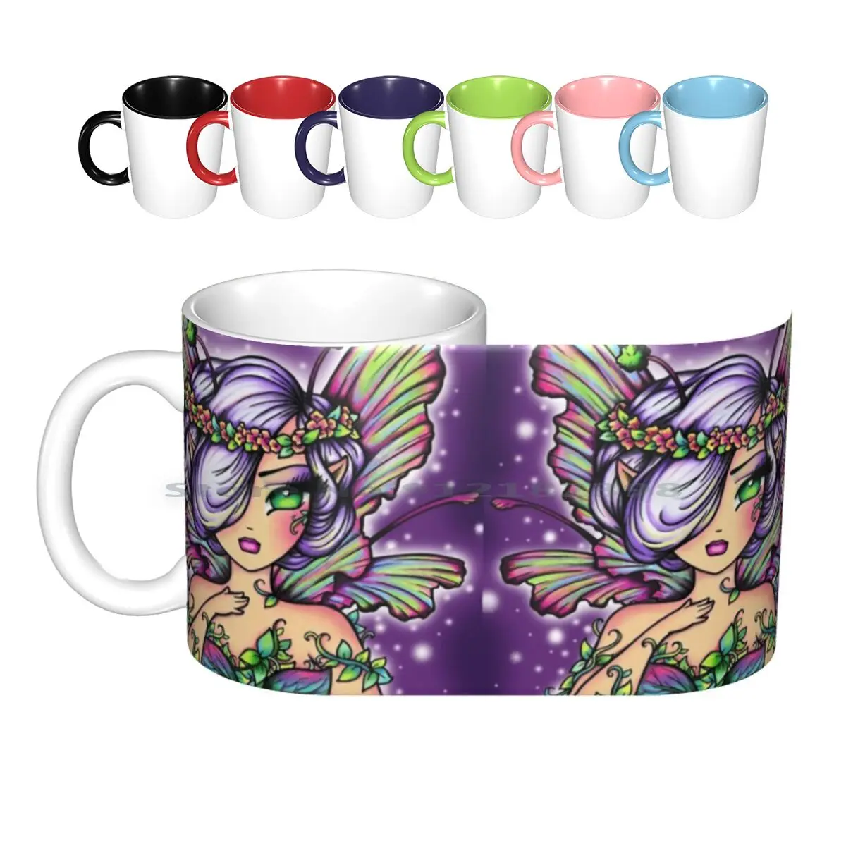 Faye Fairy Mythical Fantasy Artwork Hannah Lynn Ceramic Mugs Coffee Cups Milk Tea Mug Fairy Fae Fantasy Girls Hannah Lynn Anime