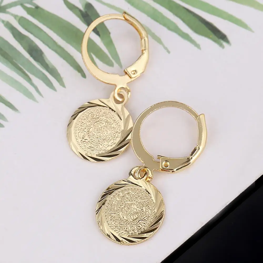 Gold Color Coin Earrings Muslim Islamic Jewelry Ancient Coin Arab African Jewelry