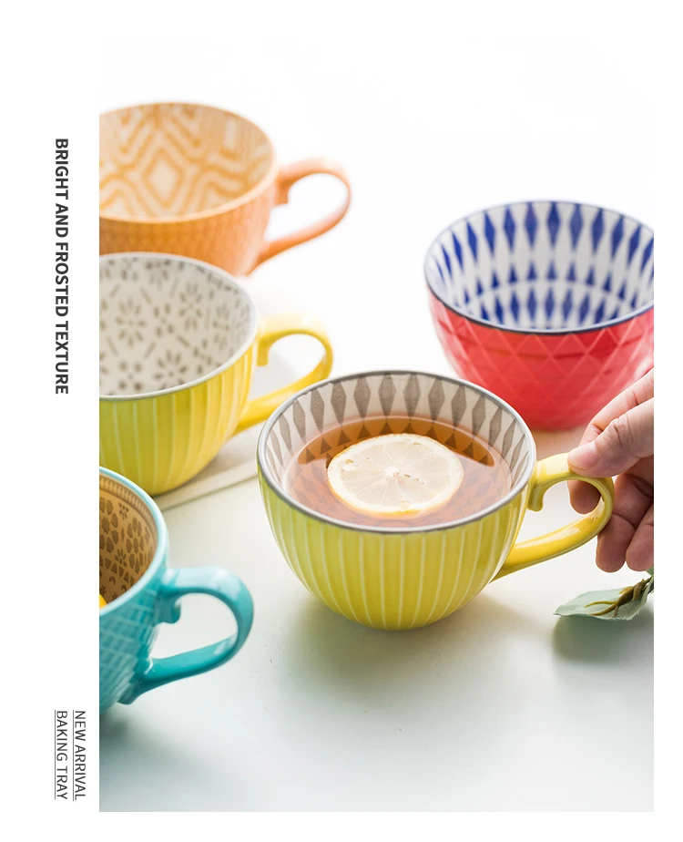 European Style Ceramic Coffee Cups Milk Tea Breakfast Mug Cappuccino Flower Cups Latte Kitchen Tableware High-grade
