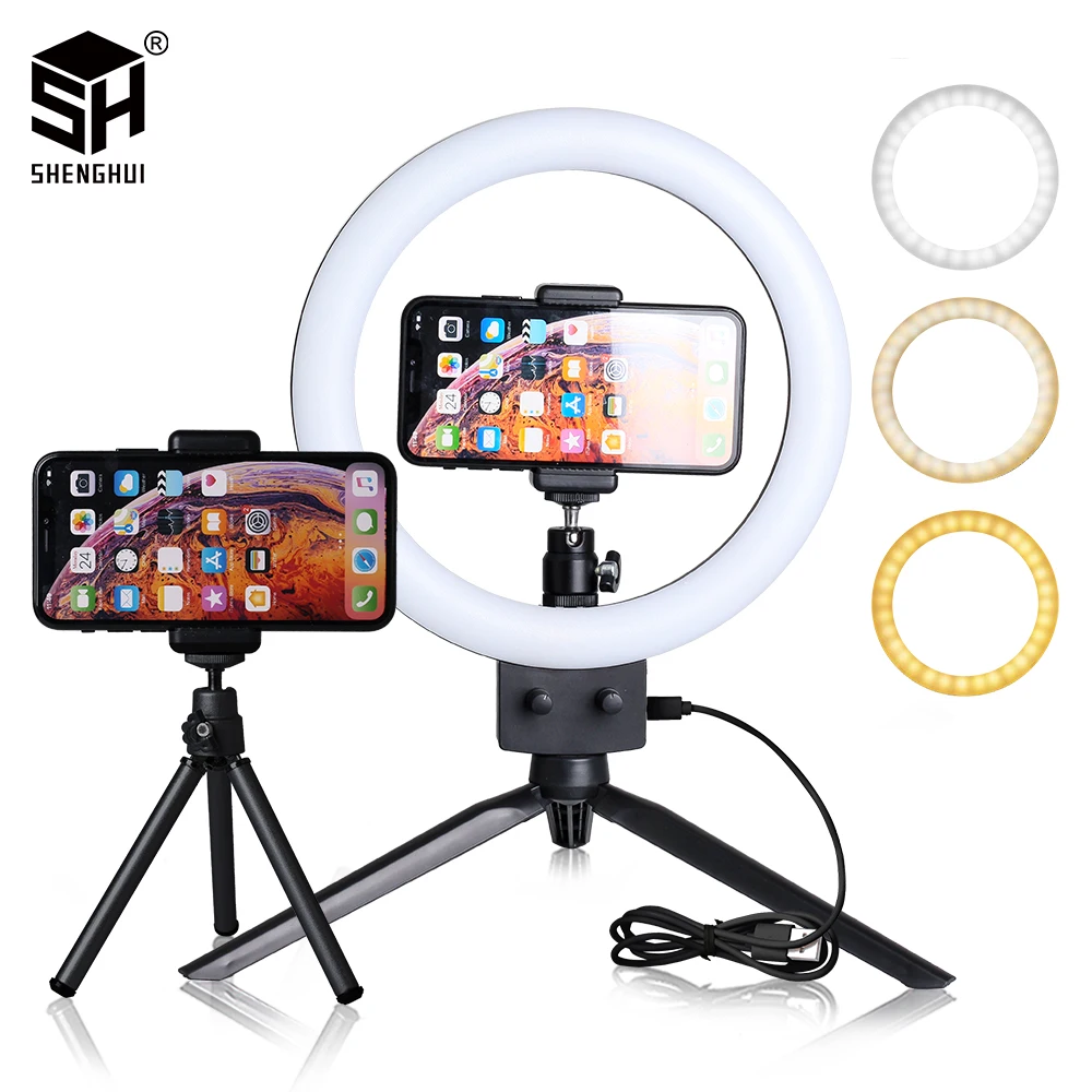 

SH 9inch/23cm Selfie RingLights With Tripod Stand Usb Charge Led Lamp Dimmable Photography Light For Photo Photography Studio