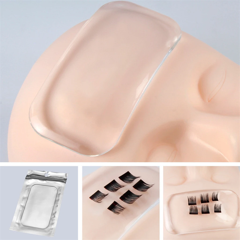 Clear Silicon Gel Individual Eyelash Extensions Tray Holder Pad for False Eye Lash Stands Forehead Glue Pallet