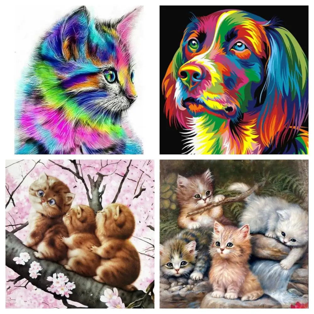 

Dog and Cat are Friends 5D Diamond Painting Full Square Home Decor DIY Animal Mosaic Picture CUSTOM PETS PHOTOS Factory Direct