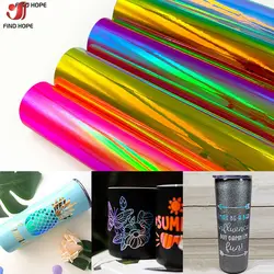 Holographic Opal Vinyl Permanent Craft Adhesive Vinyl Various Effect Back Sticky Cup Decor for cut Xmas Roll 30*100cm