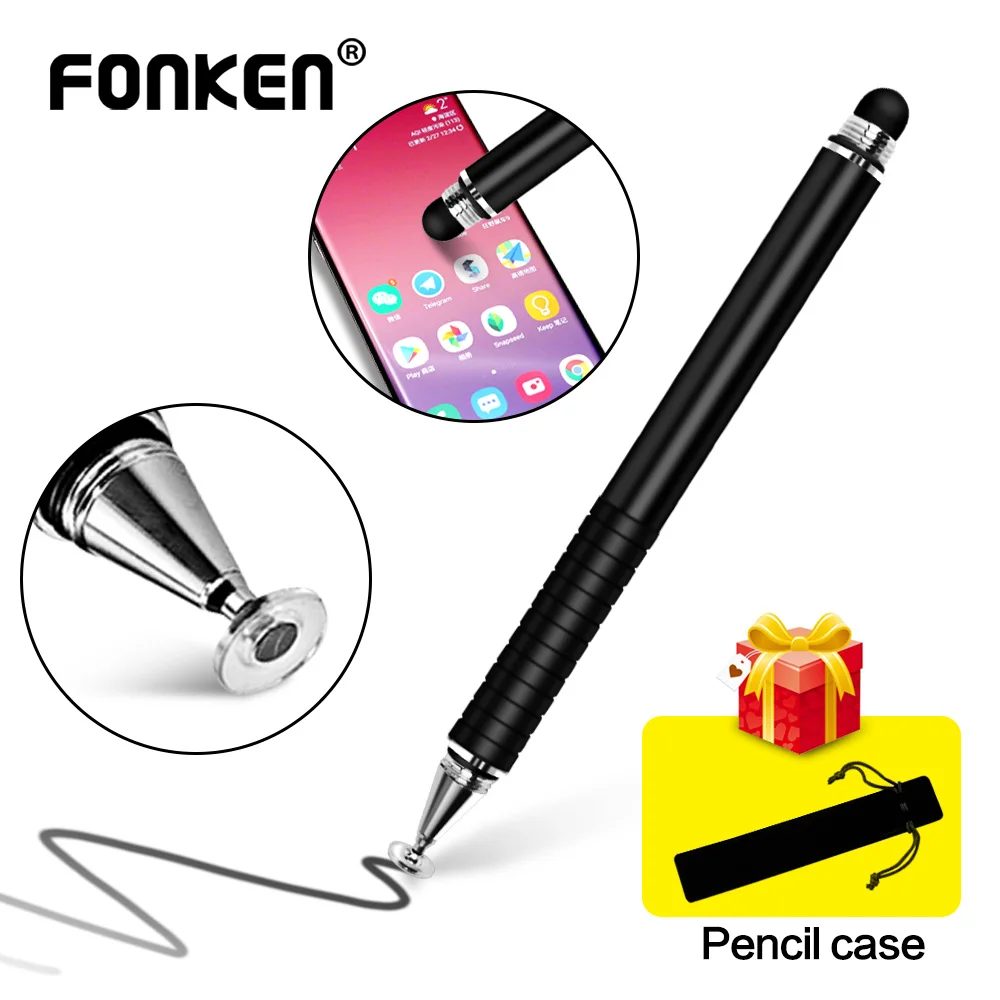 FONKEN Stylus Pen For Smartphones 2 in 1 Touch Pen for Samsung Xiaomi Tablet Screen Pen Thin Drawing Pencil Thick Capacity Pen