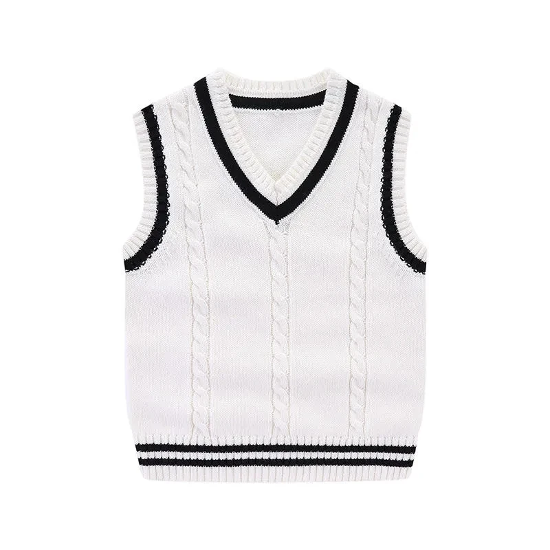 Children\'s Sweater Vest Cotton Boys and Girls Autumn and Winter Clothes Baby Sweater Waistcoat Baby Clothes Vest 0-5-7-8T